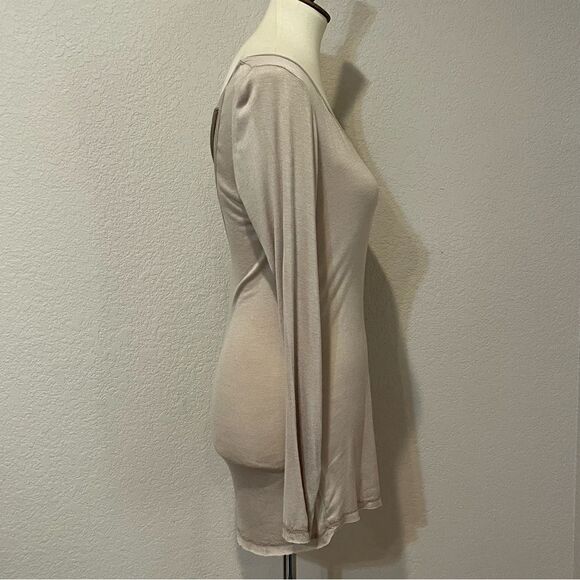 easel Long Sleeve Tissue T-shirt Open Crisscross Back Tan Size L - Picture 5 of 11
